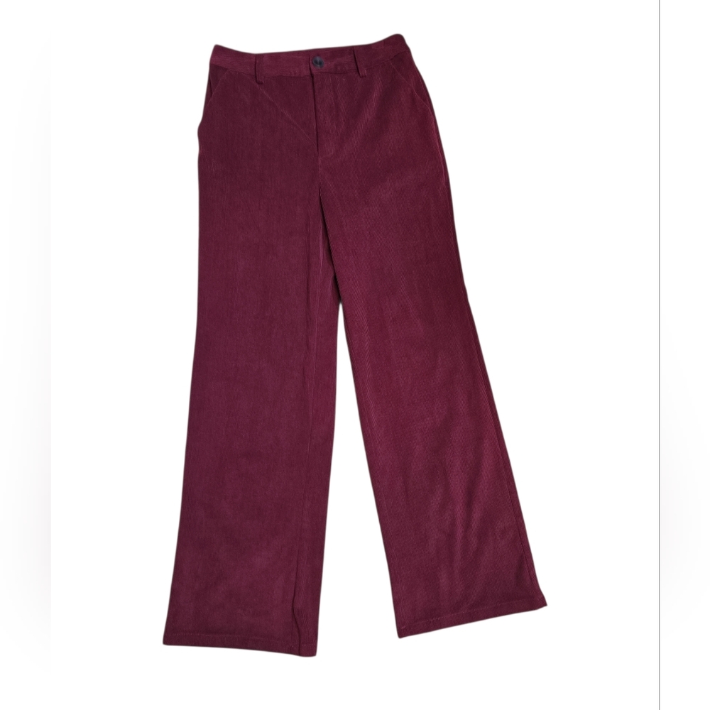 Cider Wide Leg Corduroy Pants Size Small Wine Color High‎ Rise